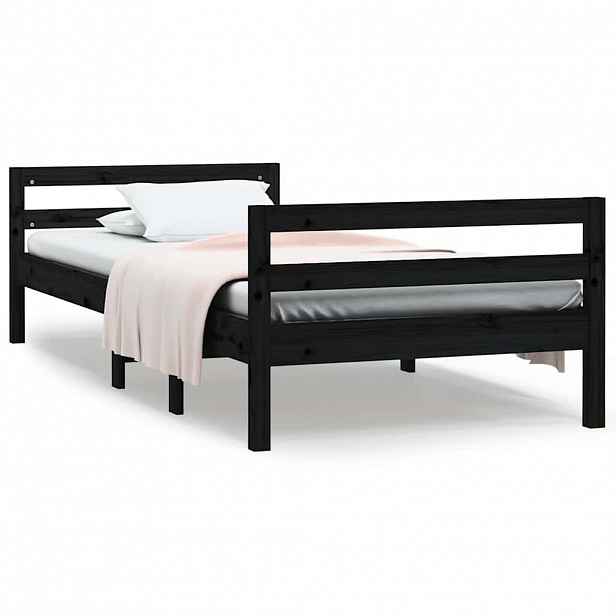 vidaXL Rám postele černý 75 x 190 cm masivní borové dřevo