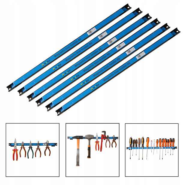 6 x Magnetická lišta na nářadí 60 cm, držák magnet, garážová dílna, silná