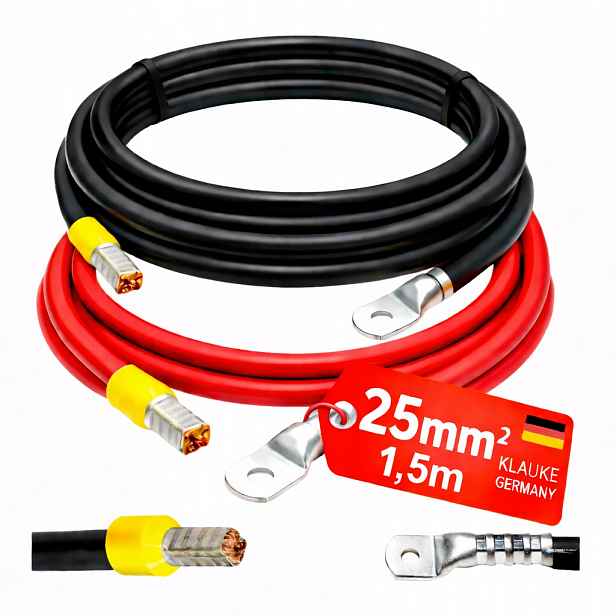 150 cm Kabel pro akumulátory a inventář Lgy 25/8 Germany 2x25 mm2