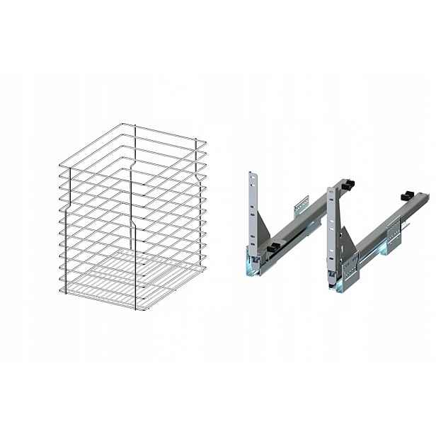 Cargo pro spodní skříňku 50 cm 500 Efekt Chrom 1p, push tip-on Rejs plný výsuv