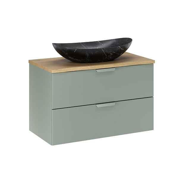 Comad Závěsná skříňka Aster Lena s umyvadlem 80 cm zelená/dub cremona
