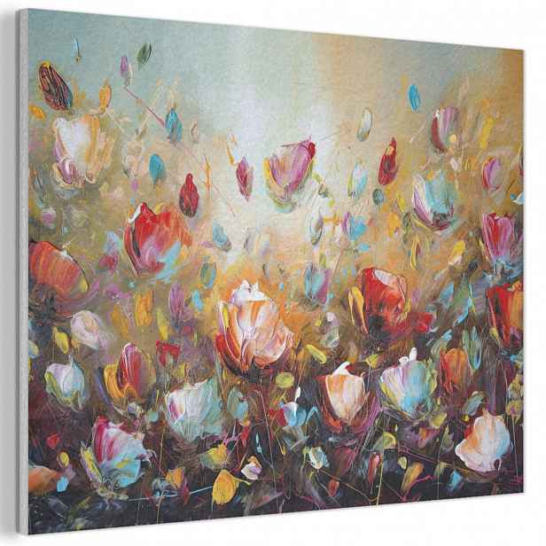 MuchoWow AKUSTICKÝ obraz Květiny - Umění - Příroda - Olejomalba 100x70 cm