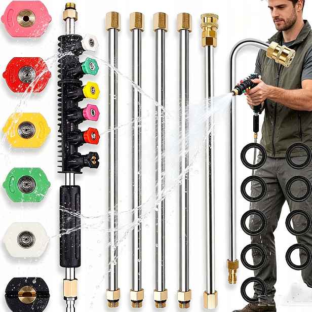 Sada 6 Prodlužovacích Lanek Pro Karcher Lanka 2.6 M 1/4“ Ohnutá Tryska