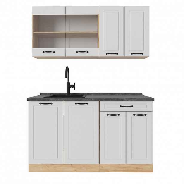 Vicco JEDNOTKOVÁ KUCHYNĚ R-Line Bílý venkovský dům/zlatý dub 140 cm , PD Antracit