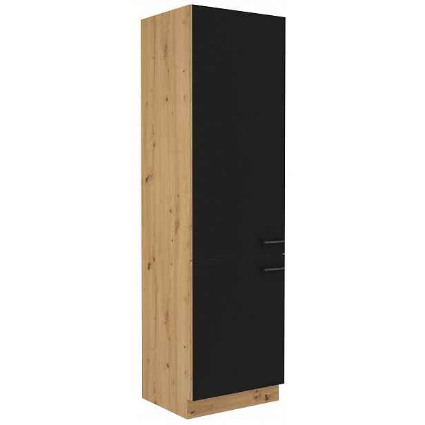 Vysoká kuchyňská skříň Modena, 60 cm, dub artisan/černá