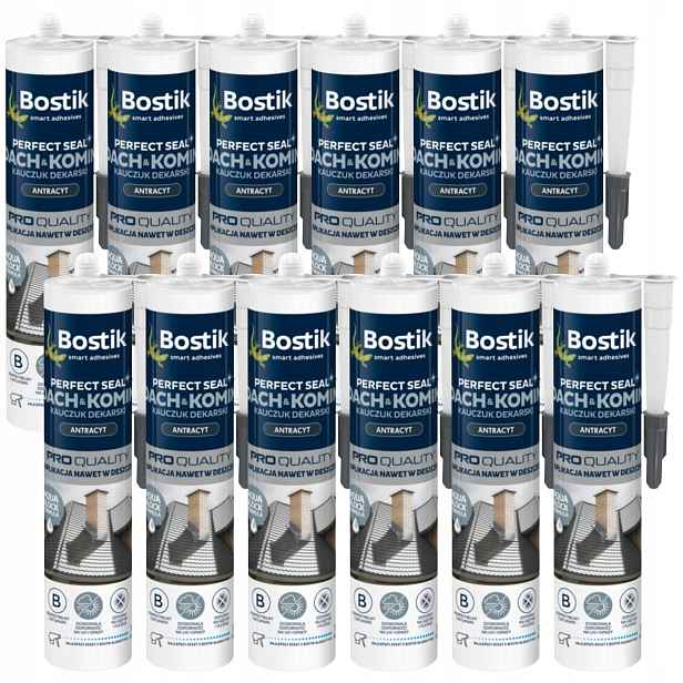 12 Ks Pokrývačský tmel Bostik Perfect Seal Dach & Komin Antracit 280 ml