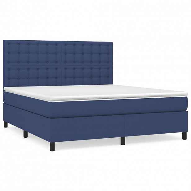 vidaXL Box spring postel s matrací modrá 160x200 cm textil