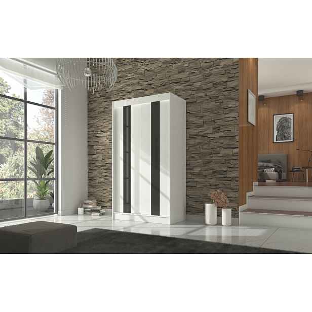 Šatní skříň s posuvnými dveřmi 120 cm FADRA - bílá / černá