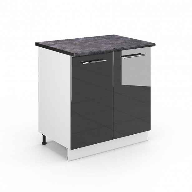 Vicco SPODNÍ SKŘÍŇKA KUCHYŇSKÉ LINKY Fame-Line, Antracitový vysoký lesk/Bílá, 80 cm pracovná doska antracitová