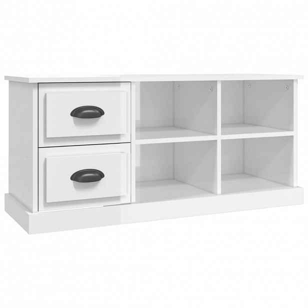 vidaXL TV skříňka bílá vysoký lesk 102x35,5x47,5 cm kompozitní dřevo