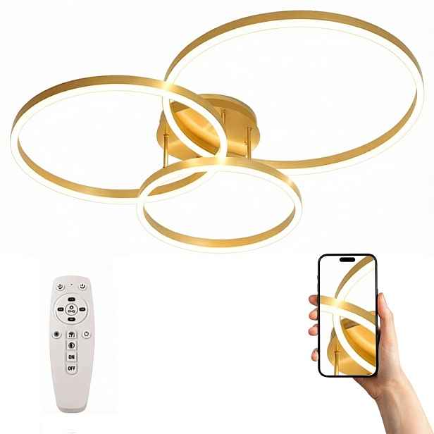 Stropní Svítidlo Moderní Zlatý Stropní Svítidlo Ring Led Lustr S Dálkový Ovladač