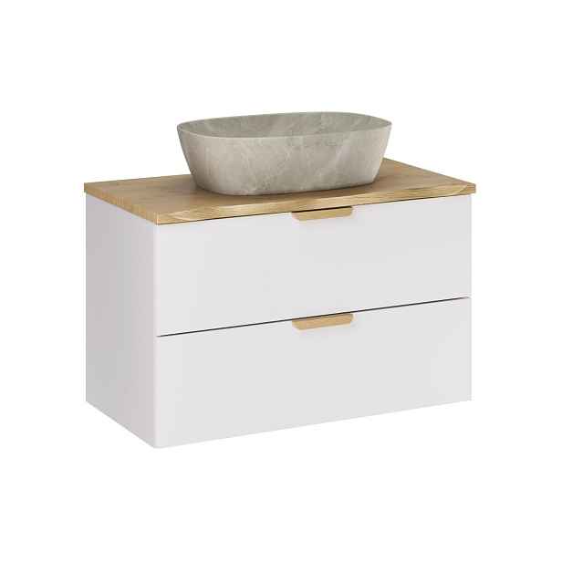 Comad Závěsná skříňka Aster Nature Anna s deskou a umyvadlem 80 cm bílá/dub cremona