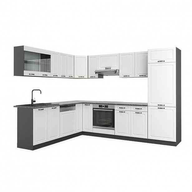Vicco ROHOVÁ KUCHYŇ R-Line, Bílý venkovský dům/Antracit, 287 x 227 cm, PD Antracit