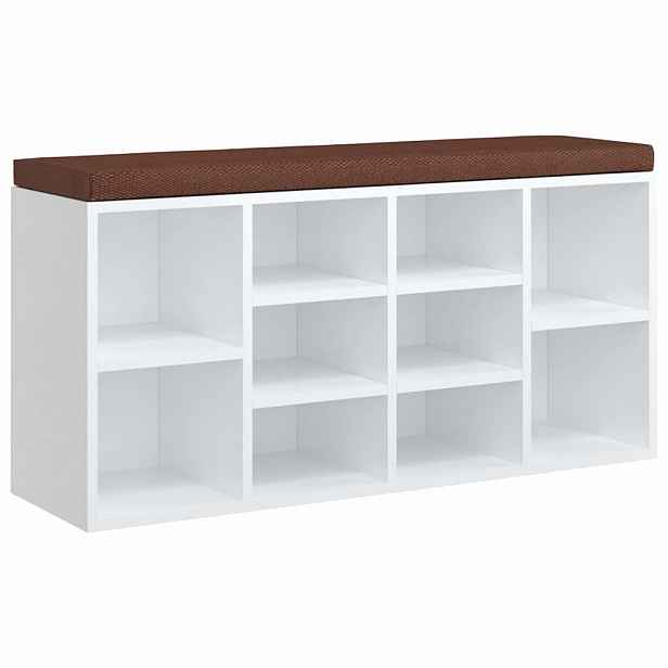 vidaXL Botníková lavice bílá vysoký lesk 103x30x48 cm kompozitní dřevo