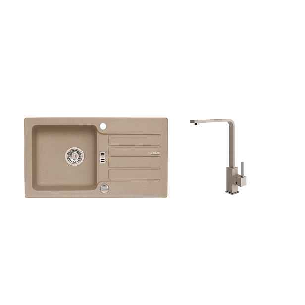 Alveus SET ALVEUS NIAGARA 30/55 + BATERIE AFRA/55 - granitový béžový dřez 775 x 430 mm v setu s baterií