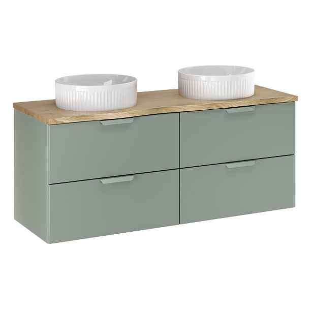 Comad Závěsná skříňka Aster Nature Beyond s deskou a umyvadly 120 cm zelená/dub cremona