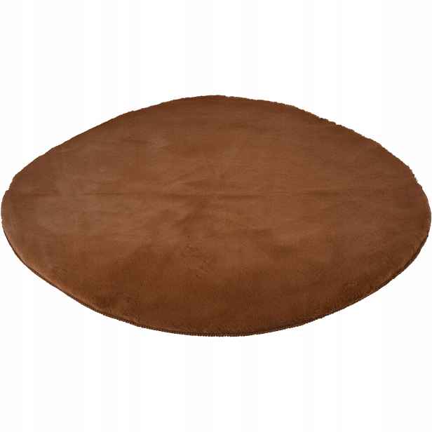 Koberec Kulatý Koberec Z Umělé Kožešiny Tmavě Hnědý do obývacího pokoje Průměr 80 CM