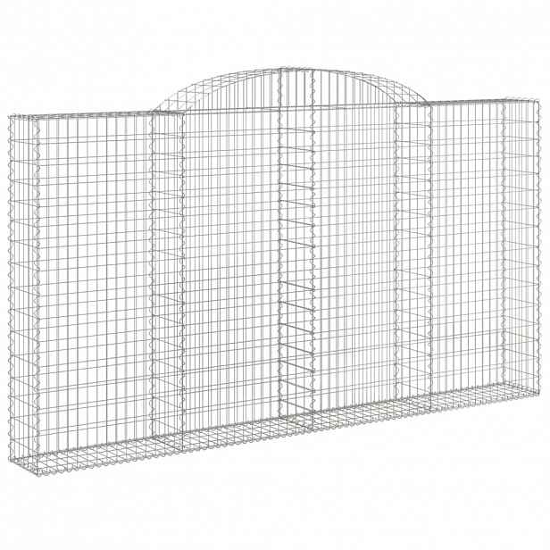 vidaXL Klenutý gabionový koš 300 x 30 x 160/180 cm pozinkované železo