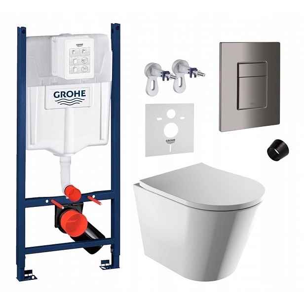 Wc sada Grohe s mísou Tampa Rimless a tlačítkem grafit Fresh