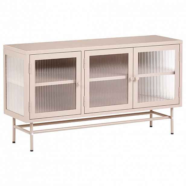 Beliani SIDEBOARD se skleněnými dveřmi Kov 115 cm Béžový Devon