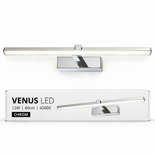 Lampa nad zrcadlo Venus 12W 60 cm chrom 4200K Led koupelnové nástěnné svítidlo