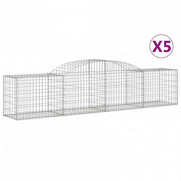 vidaXL Klenuté gabionové koše 5 ks 300x50x60/80 cm pozinkované železo