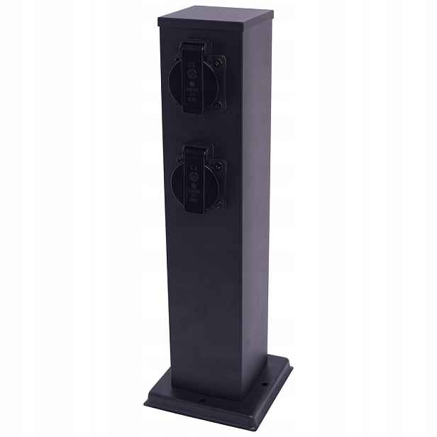 Zahradní elektrický sloupek 40 cm se 2 zásuvkami, černý Eko-Light