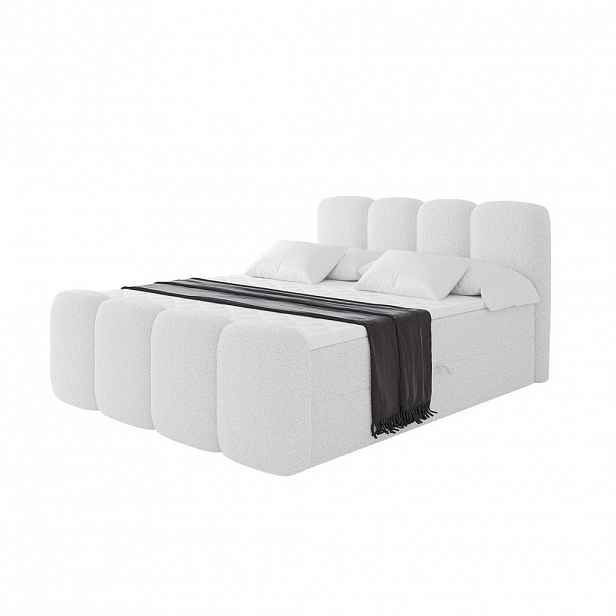 ALTDECOR AMERICKÁ postel s úložným prostorem, matrací H4 a roštem – NINA-Z – 120 × 200 cm – bílá