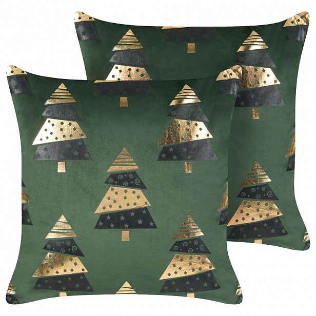 Beliani DEKORATIVNÍ POLŠTÁŘ sada 2 ks Zelený 45/45 cm Goldspruce