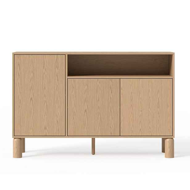 Idohome ŠIROKÁ KOMODA SENA 140/40/91 cm, dub Bookmatch