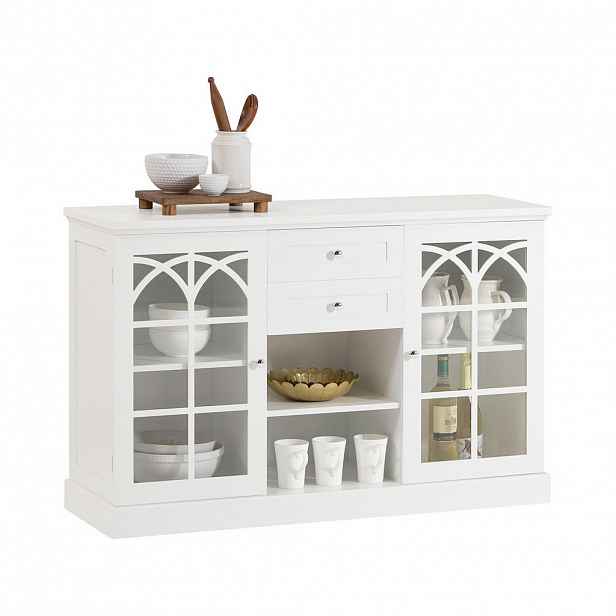SoBuy NÍZKÁ SKŘÍŇ se dvěma zásuvkami Bílá 120x39x78cm Klasický
