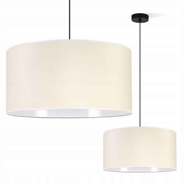 Závěsná Stropní Lustrová Lampa S Krémovým Stínidlem V Barvě Ecru Do Obývacího Pokoje V Ložnici