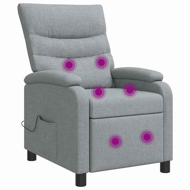 vidaXL Masážní polohovací křeslo Světle šedá Textil