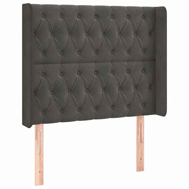 vidaXL Čelo postele typu ušák tmavě šedé 93x16x118/128 cm samet