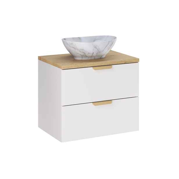 Comad Závěsná skříňka Aster Pati s deskou a umyvadlem 60 cm bílá/dub cremona