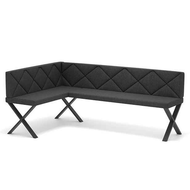 Idohome ROHOVÁ LAVICE VERO X levá tkanina prošívaná, 128/168 cm, antracitová
