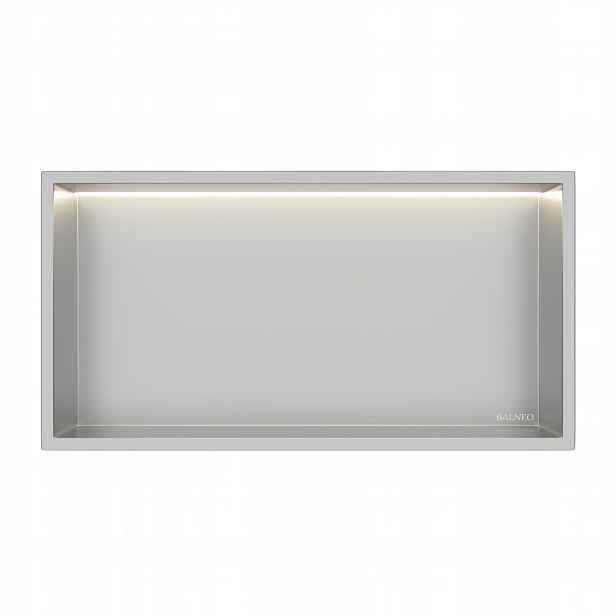 Ocelová koupelnová polička Wall-box One Inox s Led 30x60x10 cm