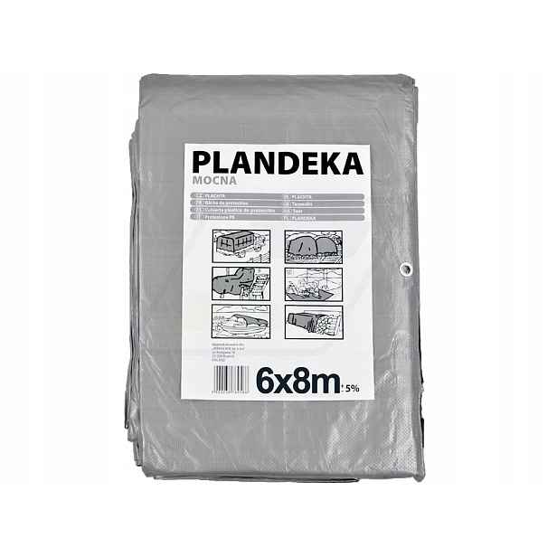 Plachta 6X8 M Silná Stříbrná Silná Voděodolná S Ochrannými Oky