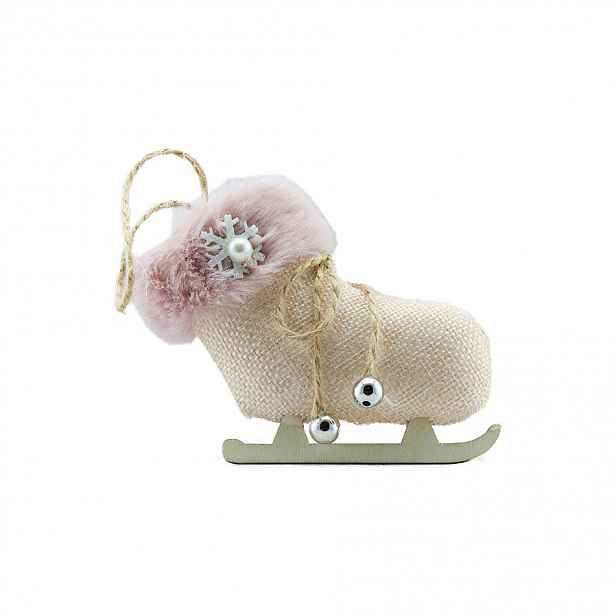 Vánoční ozdoba na stromeček brusle, 12 × 9 cm, závěsná, textil, interiér