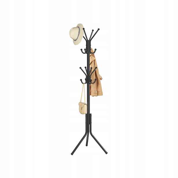 Věšák na oblečení vintage 16 Háčků černý retro 48x43x175 cm