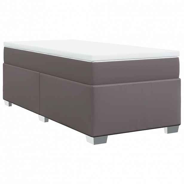 vidaXL Box spring postel s matrací šedá 100x200 cm umělá kůže