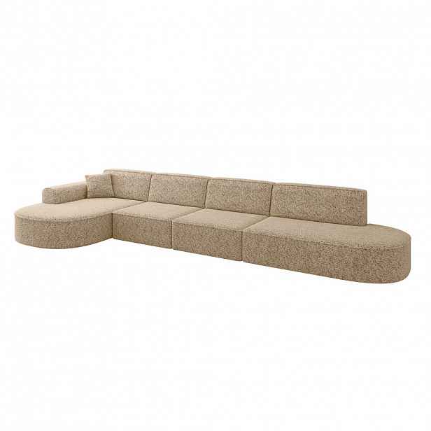 ALTDECOR ROHOVÁ SEDACÍ SOUPRAVA s otomanem vlevo MARI-L3 – 413 x 171 x 79 cm, hnědá látka