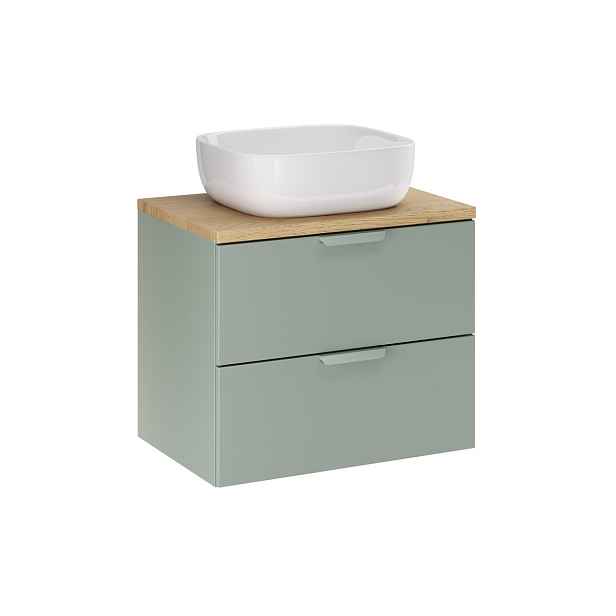 Comad Závěsná skříňka Aster Smile s deskou a umyvadlem 60 cm zelená/dub cremona