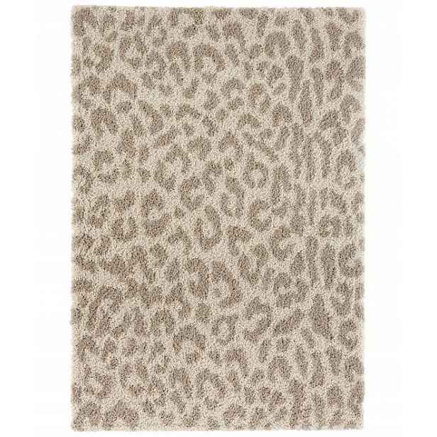 Krémově béžový koberec do obývacího pokoje Shaggy Mint Rugs, vzor s leopardím vzorem 200 x 290 cm