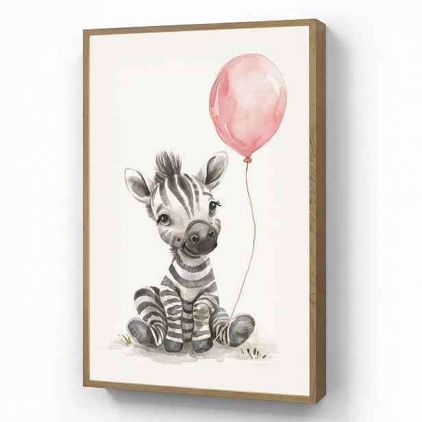 OnlyWow DOBÍJECÍ NOČNÍ LAMPIČKA Zebra - Dítě - Zvířata - Růžový balónek 60x90 cm