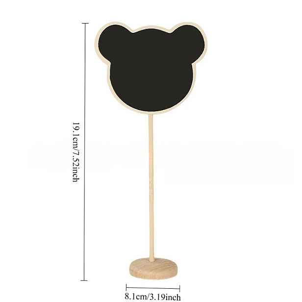 TEMU Sada 6 mini černobílých tabulek na stůl, design ve tvaru Mickeyho, vhodné pro narozeniny, svatby, pro označování , s mazatelnou základnou a