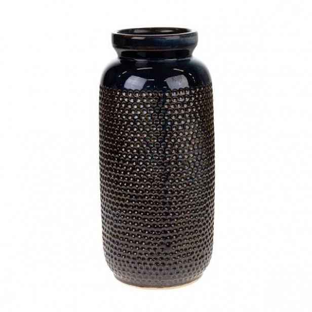 Váza kulatá dekor reliéf tečky keramika černá 32cm