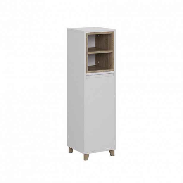 Vicco STŘEDNÍ SKŘÍŇKA Elnor Bílá/dub 30 x 105 cm s výklopným košem na prádlo