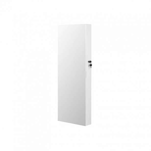 Závěsná šperkovnice s velkým zrcadlem 2v1, bílá, 108x37,5 cm