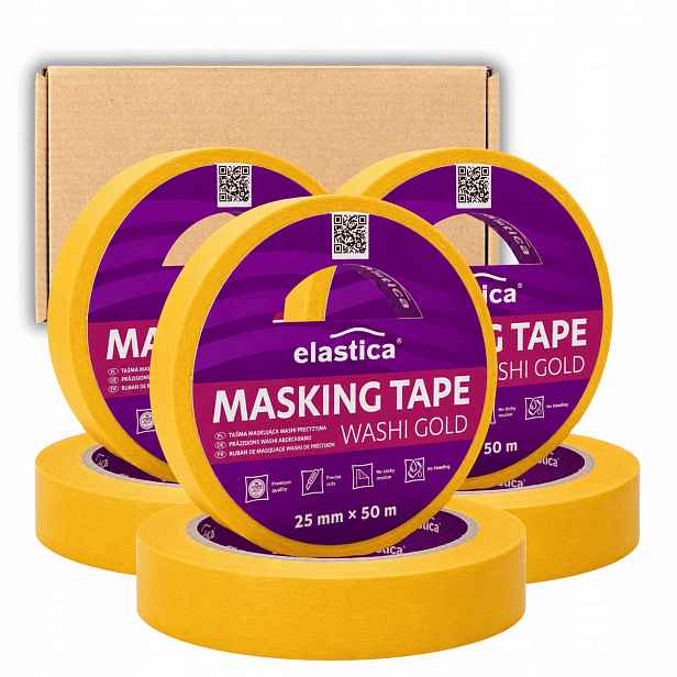 48 x Přesná Páska Na Odřezávání 25 mm x 50 m Japonská Washi Gold Premium 6 Msc